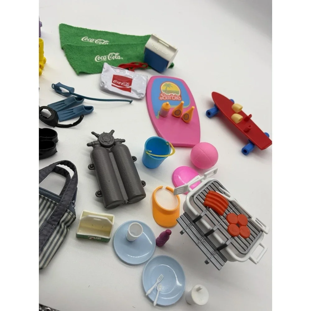 Vintage 80s 90s Barbie Sports Surfing Scuba Swim Accessories Beach Coke Lot‎